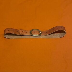 Lucky Brand Tan Leather Belt with Brass Etched Buckle